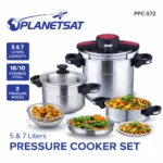 Cocotte 7 pcs 5+7L En inox 18/10 PlanetSat PPC-572 – طنجرة ضغط بلانيت سات 5+7 لتر إينوكس PPC-572
