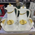 Pack 5 pcs Thermos a Café Gold 02 Thermos ''1L + 0.7L'' + 2 Sucrier + Plateau – ترمس 1 لتر ذهبي