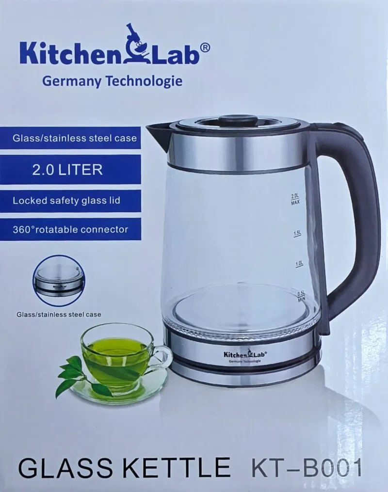 Bouilloire LED En Verre 2L 1500W KitchenLab KT-B001