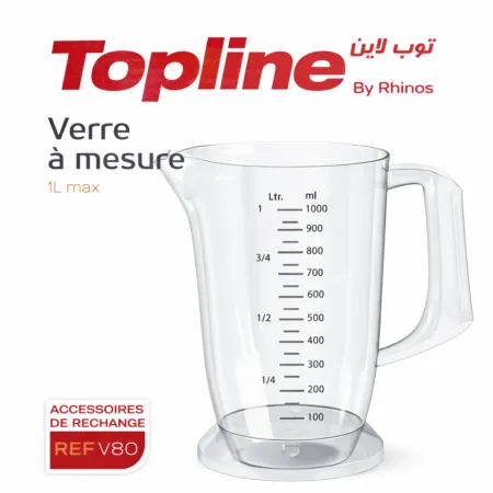 Verre doseur 1L  En Plastique Haute Qualité TopLine V80