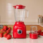 Blender En verre 2 en 1 - 1.5L - 400W MultiSmart MS-BD5215 Rouge – خلاط كهربائي مولتي سمارت 1.5 لتر 400 واط أحمر زجاج MS-BD5215
