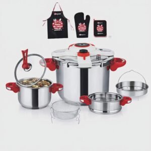 Cocotte minute clipso 11 pcs 5+7 L avec minuterie en Inox 18/10 Unipro Original Beige UP-CM7+5SSR