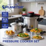 Cocotte 7 pcs 5+7L En inox 18/10 PlanetSat PPC-572 – طنجرة ضغط بلانيت سات 5+7 لتر إينوكس PPC-572