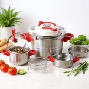 Cocotte minute clipso 8 pcs 05+07 L avec minuterie en Inox 18/10 Unipro Original UP-CM7+5SB