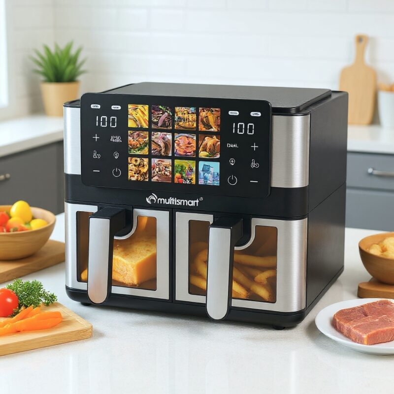 AirFryer 8L 02 Pannier 4L+4L 1000W+1000W Avec Tablet MultiSmart MS-AF6108