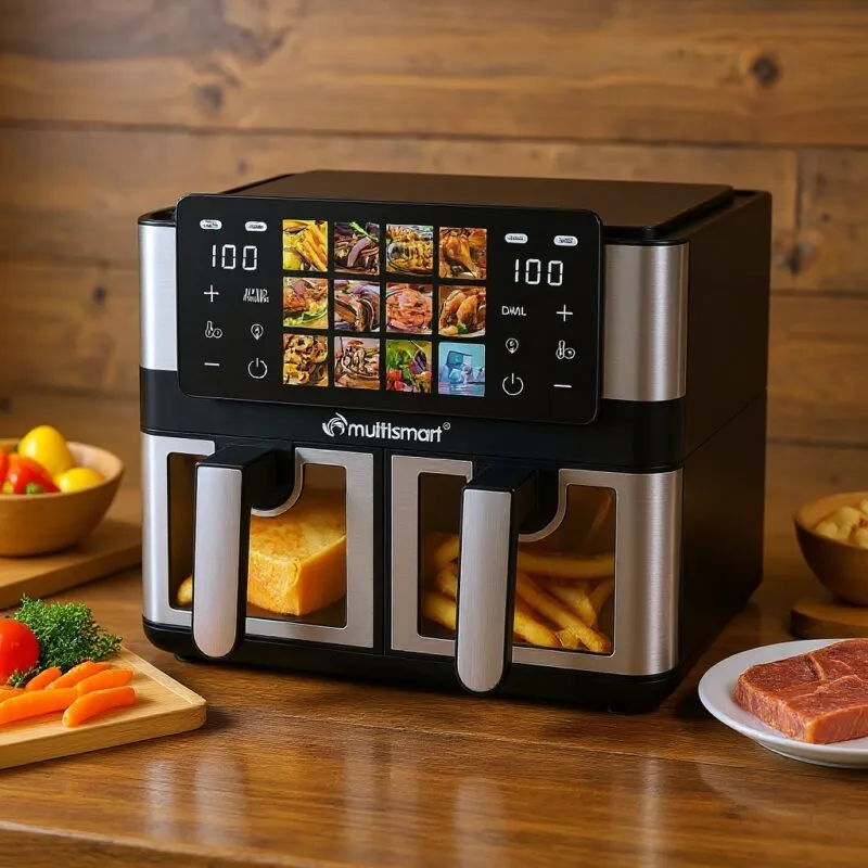 AirFryer 8L 02 Pannier 4L+4L 1000W+1000W Avec Tablet MultiSmart MS-AF6108