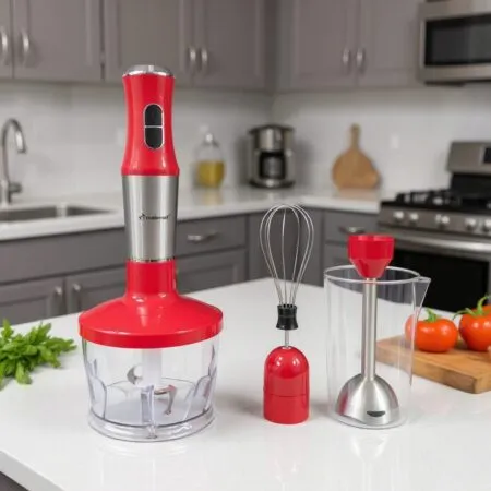 Bras Mixeur inox 4 en 1 - 400W MultiSmart MS-HB3104 Rouge