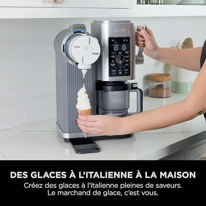 Machine a Glace et Sorbetière, 13 modes, Machine a glaces l’italienne Intégré, Avec 2 pots, Pièces Amovibles Lavables au Lave-Vaisselle, Gris platine NINJA CREAMi Scoop et Swirl Original NC701EU – Image 3