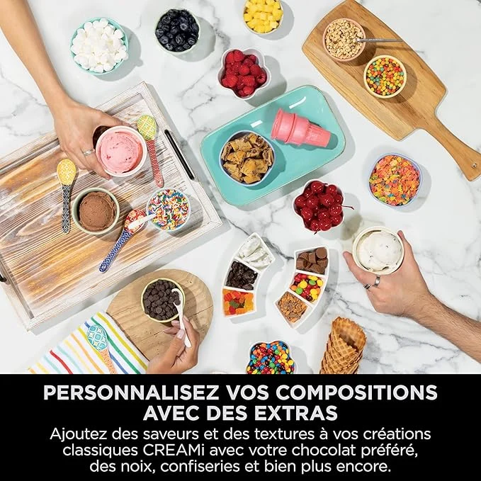 Machine a Glace et Sorbetière, 13 modes, Machine a glaces l’italienne Intégré, Avec 2 pots, Pièces Amovibles Lavables au Lave-Vaisselle, Gris platine NINJA CREAMi Scoop et Swirl Original NC701EU – Image 9