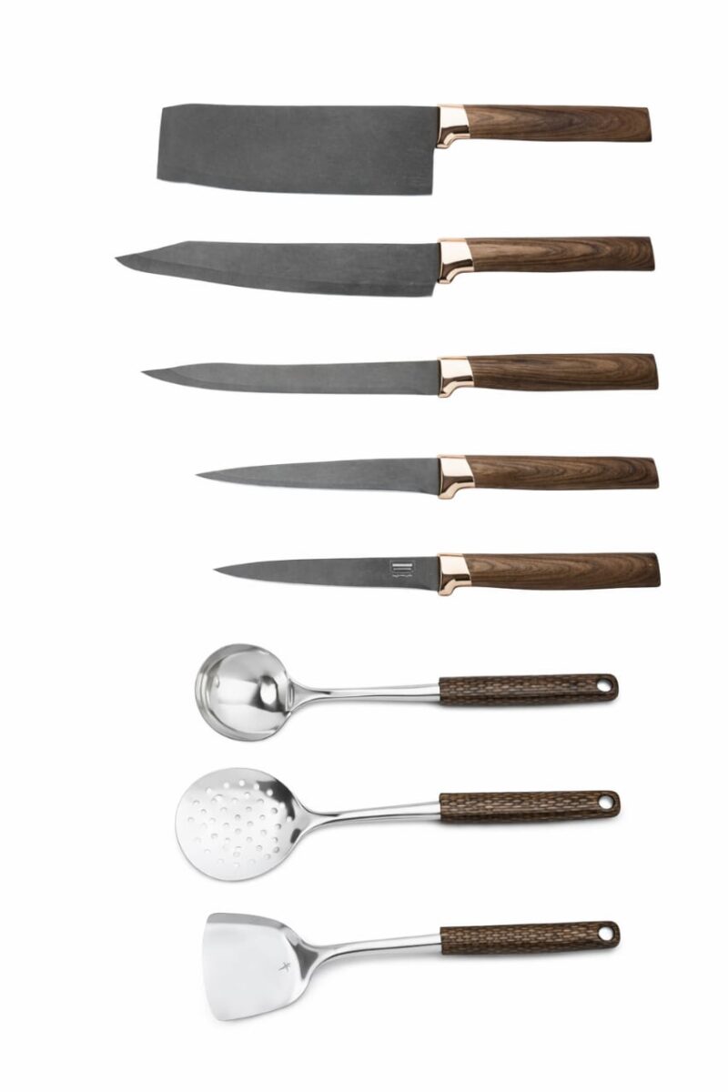 Set de 9 pcs couteaux de cuisine + Support 9PC