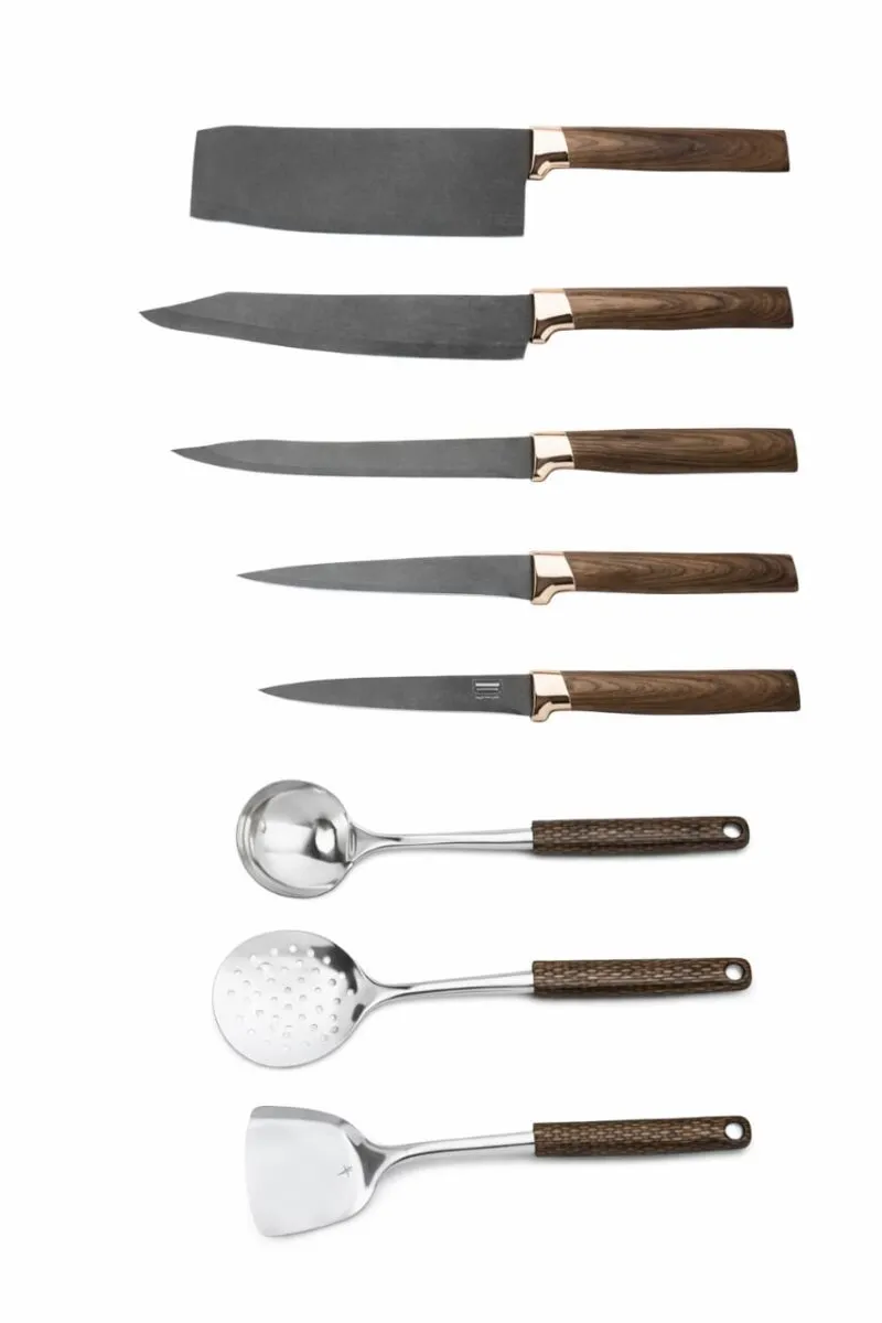 Set de 9 pcs couteaux de cuisine + Support 9PC