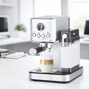 Machine a Café inox 20 Bars 1350W Café et Lait et Cappuccino – Café Poudre et Capsules Nesspresso 1.2L Schalleng AMB-026CM
