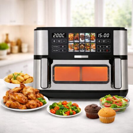 Air fryer Numérique  Bac 10L 2600W Avec Séparation - Digital Multiprogrammes En inox Sonashi SAF-115