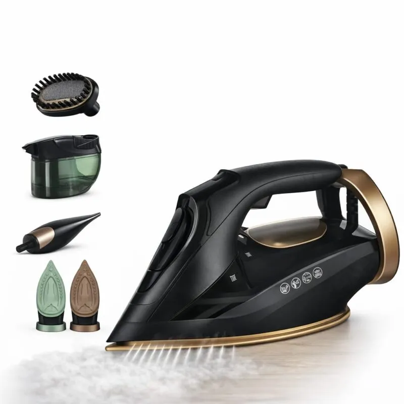 Fer à Repasser a Vapeur Céramique STEAM IRON 2200W Sonashi SI-5091C couleur noir et doré