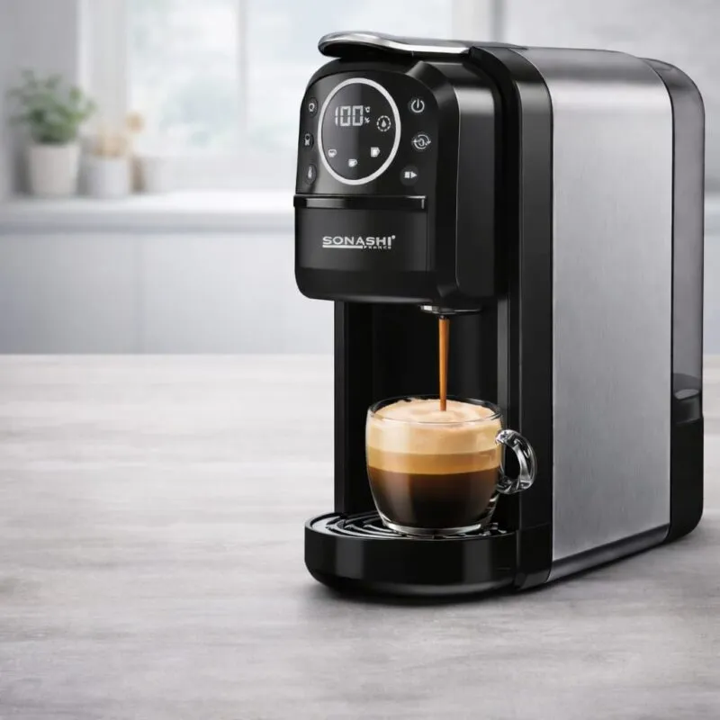 Cafetière 3 en 1 Multi-Capsules et Café poudre 20 Bar 1400W Sonashi SCM-4984