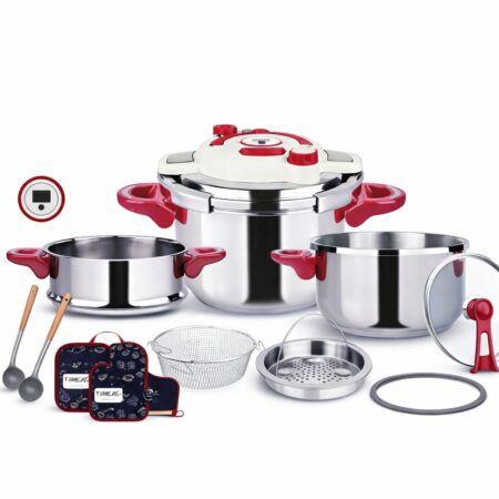 Cocotte inox 14 pcs 5+7L avec Minuteur en inox 18/10 Tirex