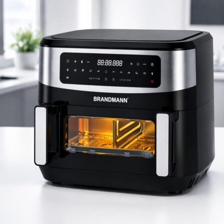 AirFryer inox XL  L10.5 2000W 10 Programmes 1 Bac XL avec séparation amovible Brandmann BR5511DTW