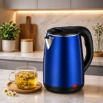 Bouilloire inox sans fil 1.8L 1800W PlanetSat PKT-186 Bleu – غلاية ماء كهربائية بلانيت سات 1.8 لتر 1800 واط أزرق إينوكس PKT-186