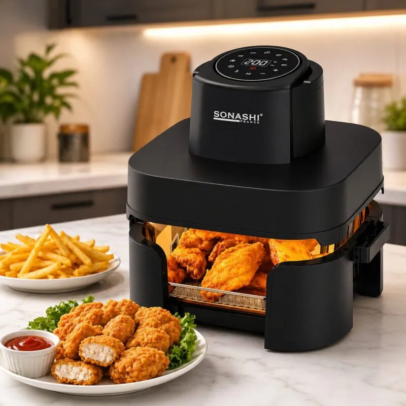 Airfryer Digital 4 en 1 Avec Bac en verre 6L+4.2L 1600W Sonashi SAF-642G