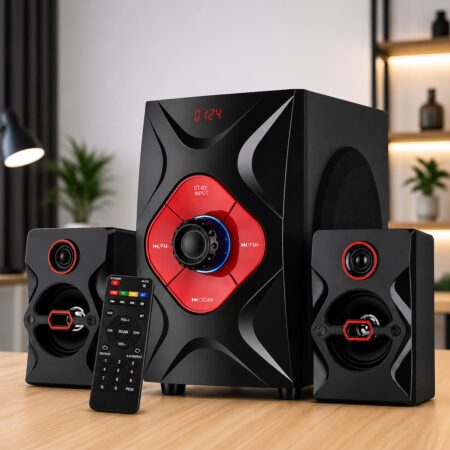 Haut-parleurs multimédia 3 Ppcs 4000W radio - Bluetooth -  2.1CH  Planetsat PSP-9041BT Rouge