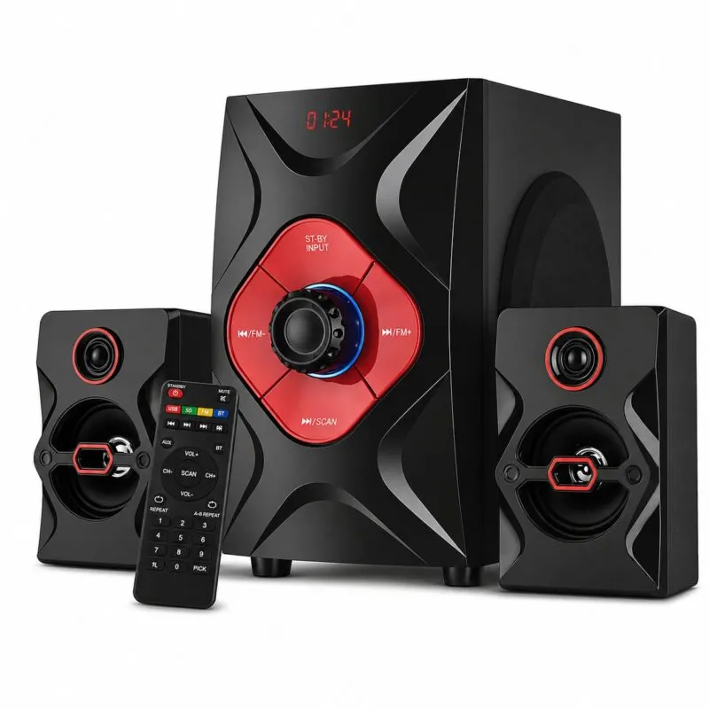 Haut-parleurs multimédia 3 Ppcs 4000W radio - Bluetooth -  2.1CH  Planetsat PSP-9041BT Rouge