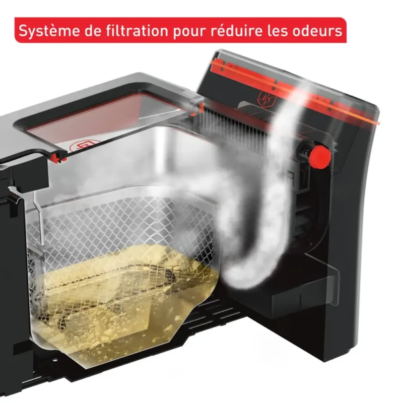 Friteuse classique Tefal Origial Clear Duo Friteuse, Moins de fumee et d'odeurs,Noir, FR600810
