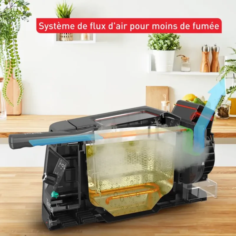 Friteuse classique Tefal Origial Clear Duo Friteuse, Moins de fumee et d'odeurs,Noir, FR600810