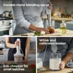 Hand Blender Kenwood original Triblade with Chopper & Whisk 600W - HDP109WG – خلاط كهربائي كينوود 600 واط HDP109WG