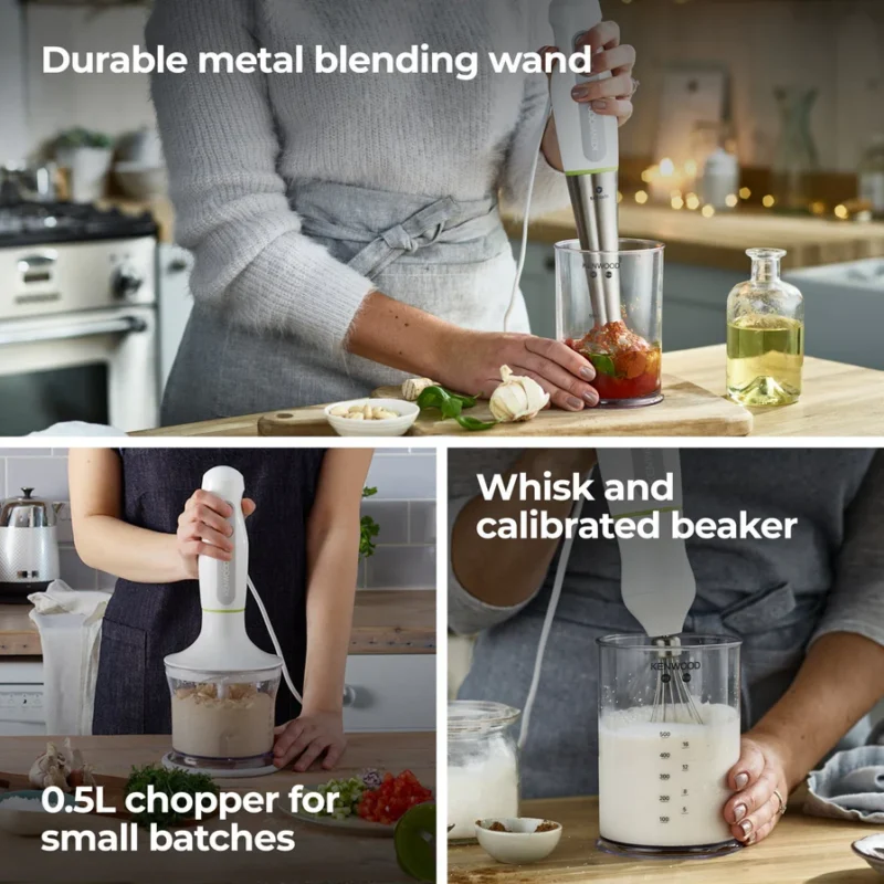 Hand Blender Kenwood original Triblade with Chopper & Whisk 600W - HDP109WG