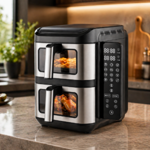 Airfryer inox double stack Digital 11L 2800W  Avec Fenêtre Visible Schalleng AMB-33AF