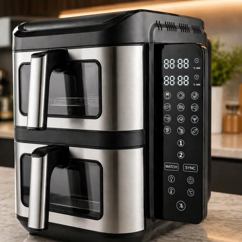 Airfryer inox double stack Digital 11L 2800W  Avec Fenêtre Visible Schalleng AMB-33AF