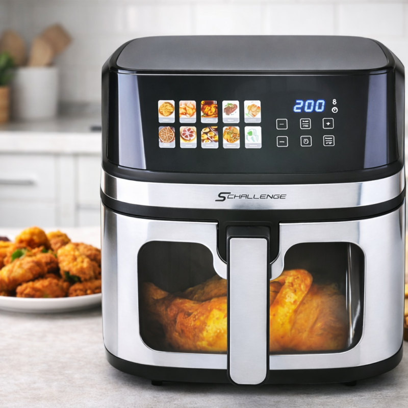 Airfryer Inox 8L 1800W Numérique Avec Fenêtre Visible Schallenge AMB-39AF