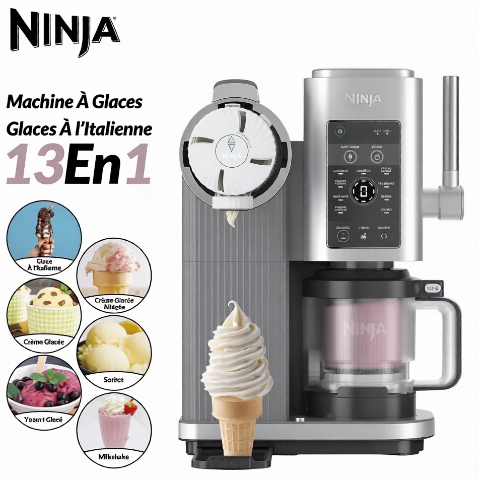 Machine a Glace et Sorbetière, 13 modes, Machine a glaces l’italienne Intégré, Avec 2 pots, Pièces Amovibles Lavables au Lave-Vaisselle, Gris platine NINJA CREAMi Scoop et Swirl Original NC701EU – Image 2