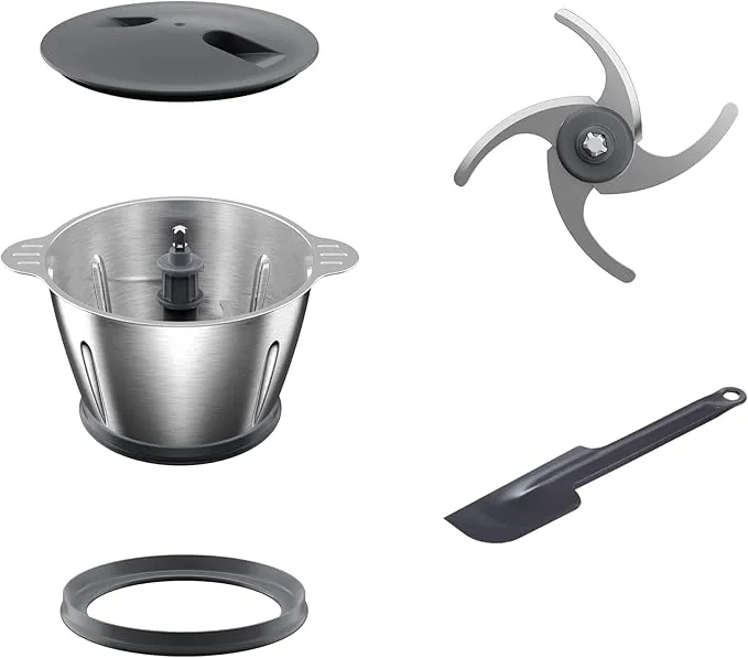 Hachoir inox Électrique 500W Avec Bol Inox 0.6L Et 4Lames Kenwood Original CHP62.700SI