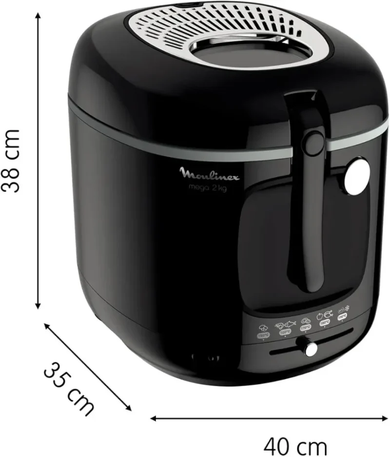 Friteuse Moulinex Original Classique Mega XXL, 2Kg, 1800W, Inox/Noir - AM480870