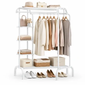 Porte-vêtements en Metal 109x148x50.5 CM Blanc