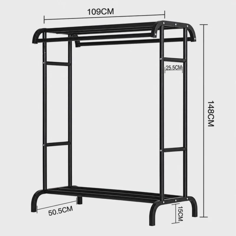 Porte-vêtements en Metal 109x148x50.5 CM Noir