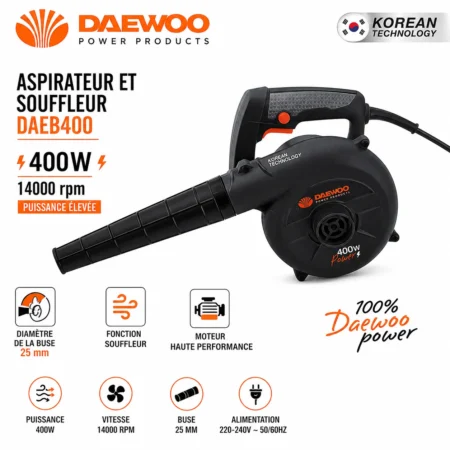 Souffleur et Aspirateur 2 en 1- 400W Daewoo DAEB400 Korean Technology