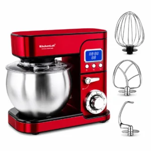 Petrin inox 6.5L 1300W avec Ecran LCD et pignion en Metal KitchenLab KL130065IX Rouge