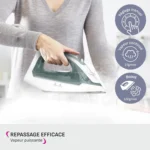Fer À Repasser À Vapeur 2000W 240mL Avec Chauffe Rapide 30s Et Semelle Céramique Calor FV2C42C0 – مكواة كالور 2000 واط سيراميك FV2C42C0
