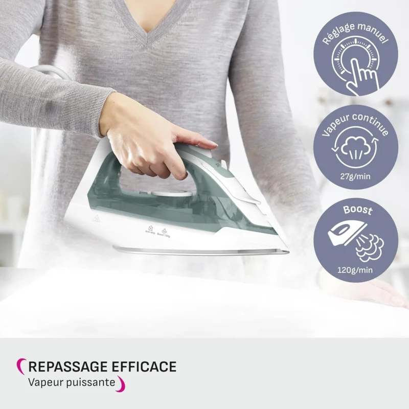 Fer À Repasser À Vapeur 2000W 240mL Avec Chauffe Rapide 30s Et Semelle Céramique Calor FV2C42C0