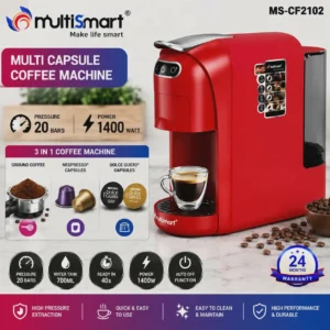 Machine a café 3 en 1 Café poudre et Multi-Capsules 20 Bars 1400W MultiSmart MS-CF2102