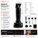 Tondeuse à cheveux professionnelle rechargable 1500MAH Type C - Qualité 1 er Choix MIOCO RS9615 – آلة حلاقة RS9615