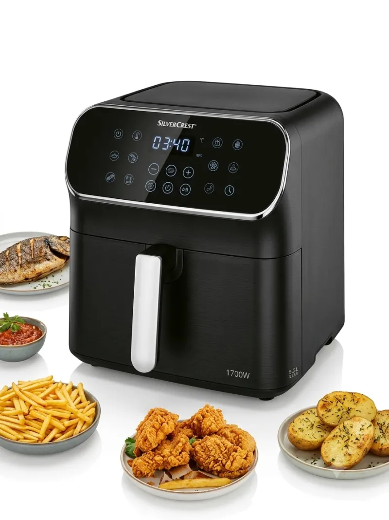 Friteuse Sans Huile À Air Numérique 8 Programmes 5.5l 1700w SilverCrest AF9214