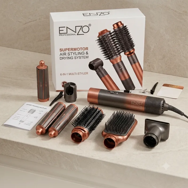 Kit De Coiffage 4En1 1500W Avec Technologie Ionique FlexStyle Enzo EN-4131