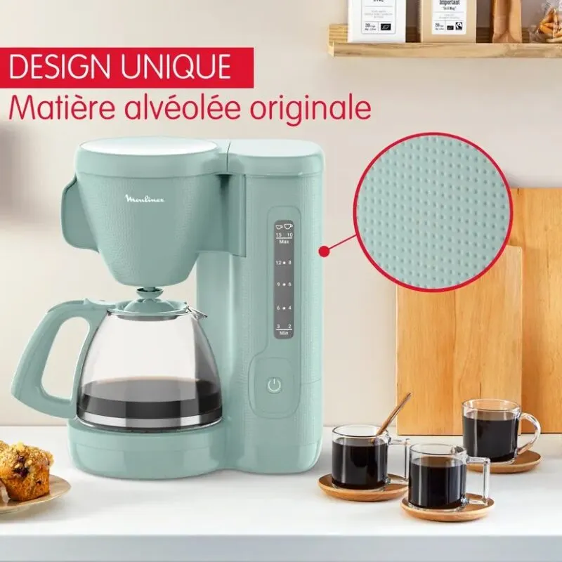 Cafetière Filtre MOULINEX Eucalyptus-Jusqu’à 12-15 tasses-1.25L-1000W- FG2M1310