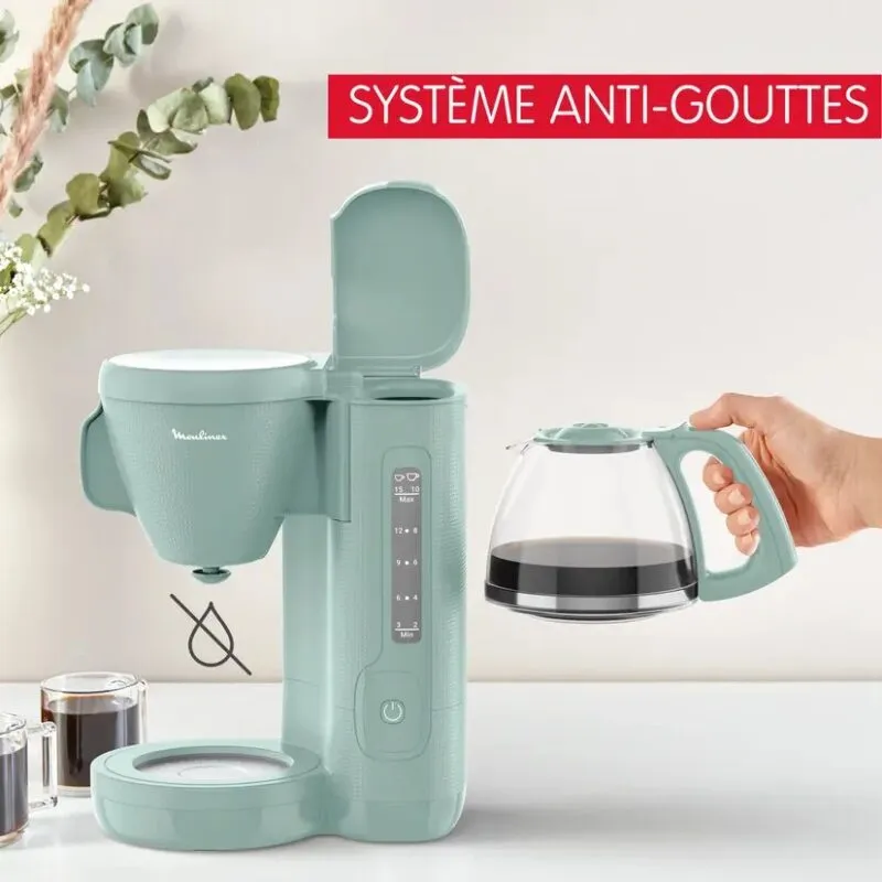 Cafetière Filtre MOULINEX Eucalyptus-Jusqu’à 12-15 tasses-1.25L-1000W- FG2M1310