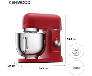 Robot Pétrin Professionnel 1000W Bol 5L Et Fonctions Planetaires kMix Kenwood KMX751ARD rouge