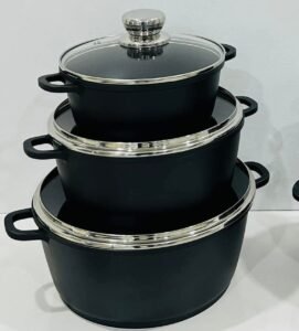 Serie 03 Marmites avec Couvercle 20/24/28 CM BBF KATG Noir