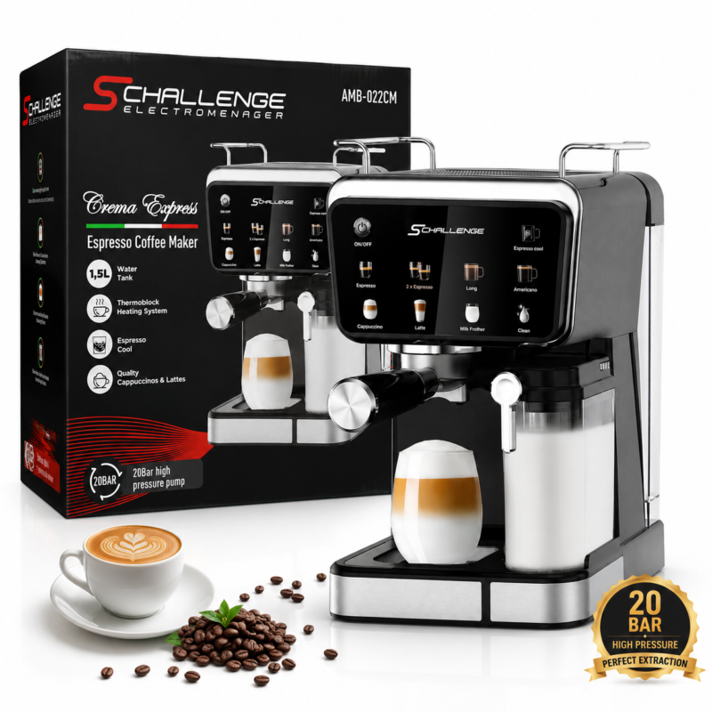 Machine A Café inox Digital 20 Bar '' Café Poudre + Cappuccino '' Schallenge AMB-022CM